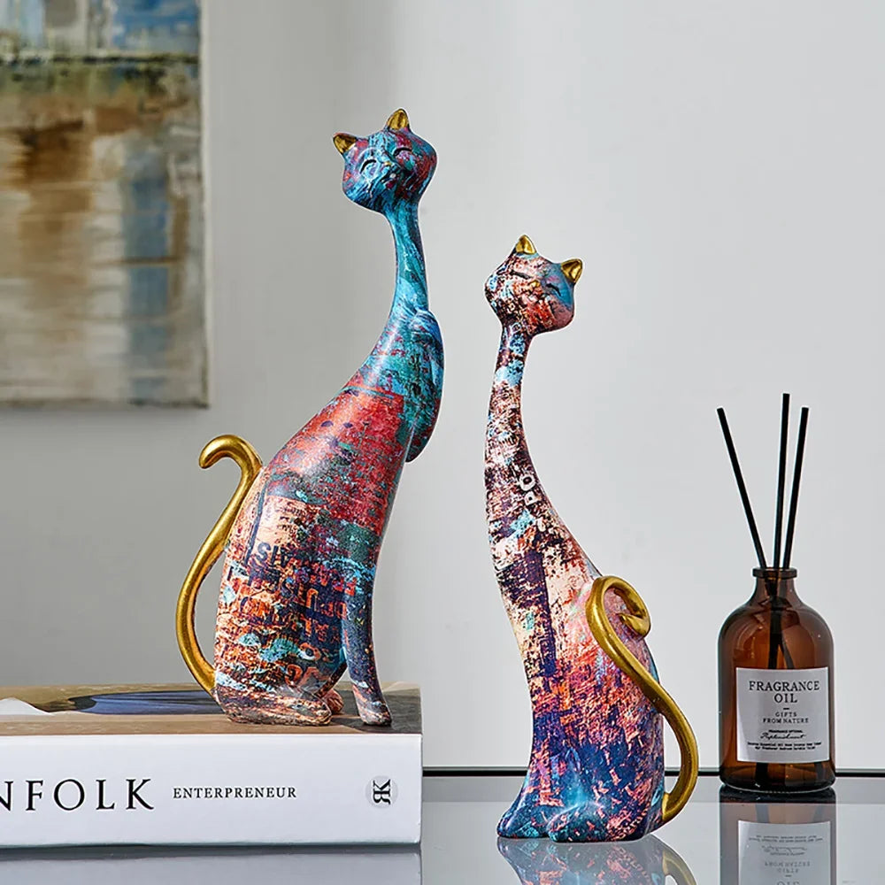 Doppelte Katzenstatuenfiguren