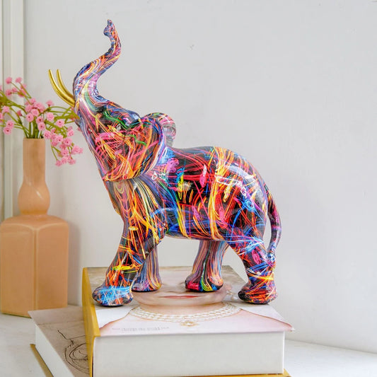 Creative resin elephant graffiti figurine 1 