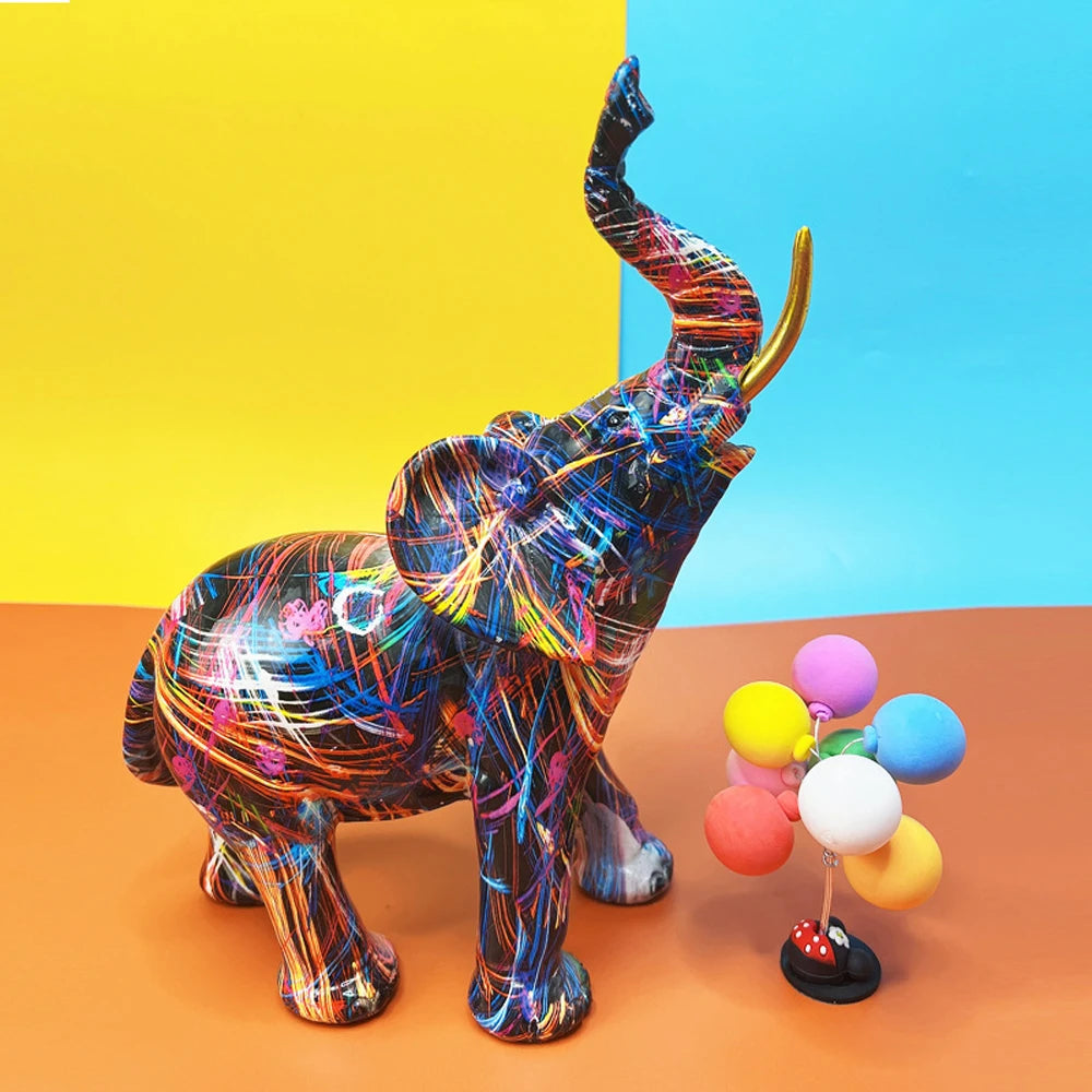 Kreative Elefanten-Graffitifigur aus Kunstharz 1 