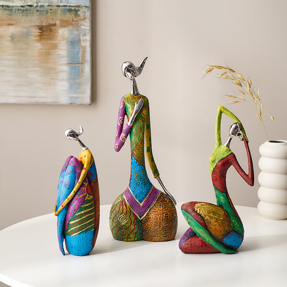 Nordic Style Ornamental Colorful Abstract Woman Figures SET