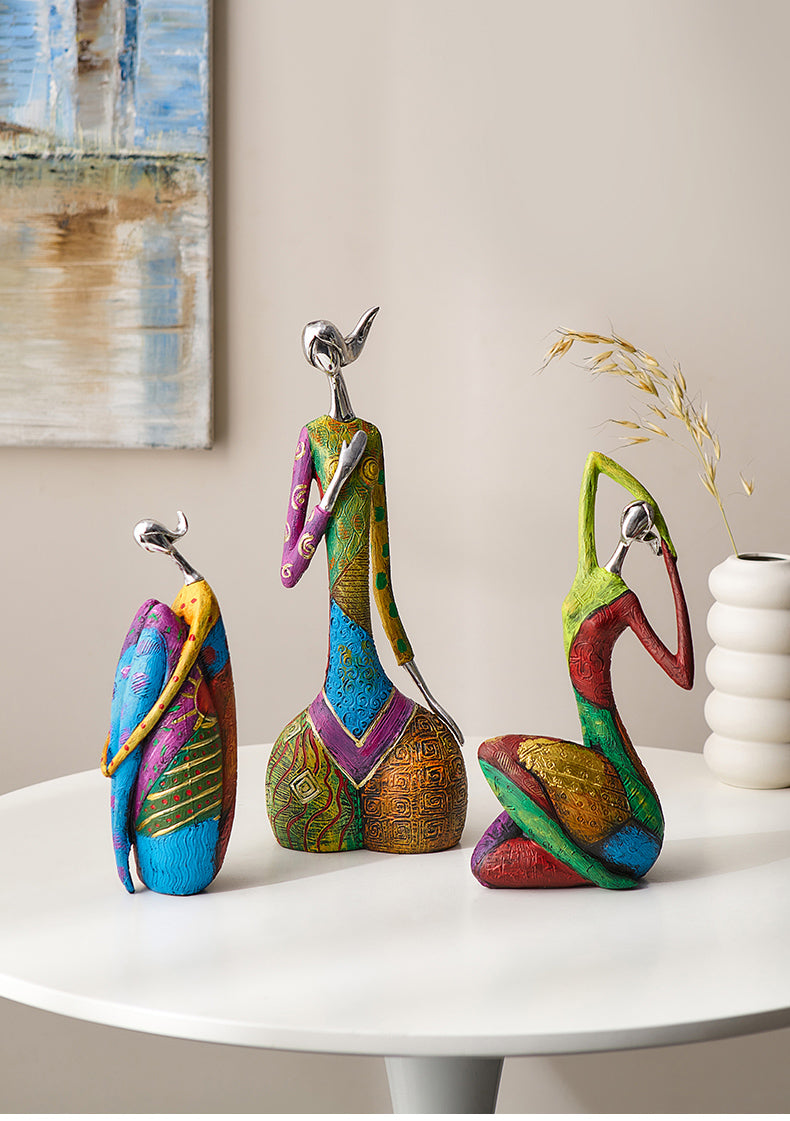 Nordic Style Ornamental Colorful Abstract Woman Figures SET